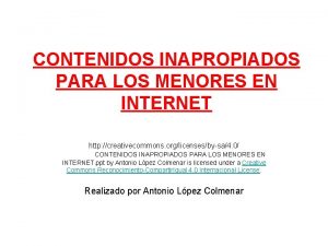 CONTENIDOS INAPROPIADOS PARA LOS MENORES EN INTERNET http