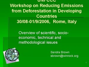 UNFCCC Workshop on Reducing Emissions from Deforestation in
