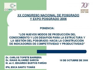 XX CONGRESO NACIONAL DE POSGRADO Y EXPO POSGRADO