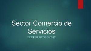 Sector Comercio de Servicios VISIN DEL SECTOR PRIVADO