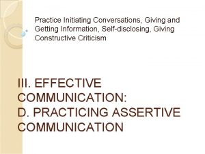 Practice Initiating Conversations Giving and Getting Information Selfdisclosing