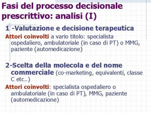 Fasi del processo decisionale prescrittivo analisi I 1