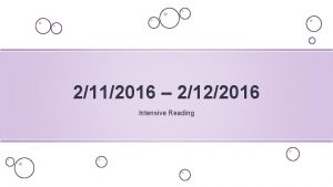 2112016 2122016 Intensive Reading Bell Ringer 2112016 2122016