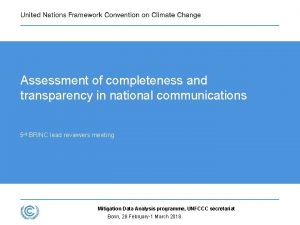 Assessment of completeness and transparency in national communications