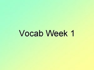 Vocab Week 1 Abhor Hate or strongly dislike