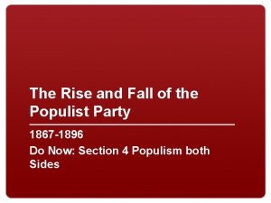 The Rise and Fall of the Populist Party