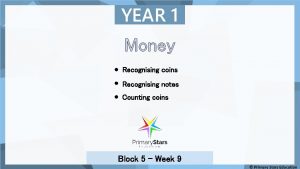 YEAR 1 Money Recognising coins Recognising notes Counting