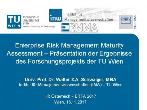 Enterprise Risk Management Maturity Assessment Prsentation der Ergebnisse