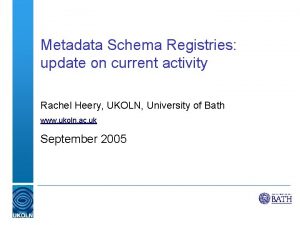 Metadata Schema Registries update on current activity Rachel