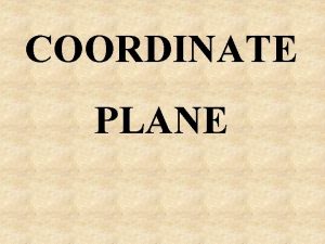 COORDINATE PLANE Coordinate plane yaxis 0 0 We
