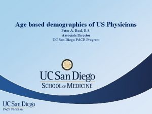 Age based demographics of US Physicians Peter A