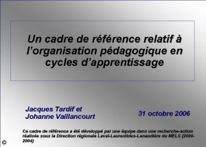 Un cadre de rfrence relatif lorganisation pdagogique en