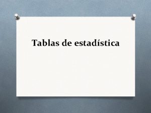 Tablas de estadstica Distribucin de frecuencias O La