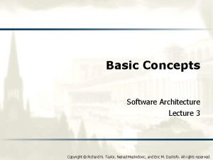 Basic Concepts Software Architecture Lecture 3 Copyright Richard