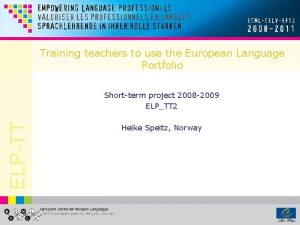 Training teachers to use the European Language Portfolio