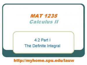 MAT 1235 Calculus II 4 2 Part I