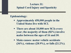 Lecture 31 Spinal Cord Injury and Spasticity Epidemiology