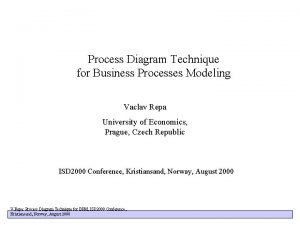 Process Diagram Technique for Business Processes Modeling Vaclav