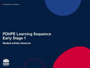 NSW Department of Education PDHPE Learning Sequence Early