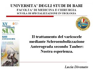 UNIVERSITA DEGLI STUDI DI BARI FACOLTA DI MEDICINA