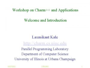 Workshop on Charm and Applications Welcome and Introduction