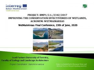 PROJECT BMP 12 1 23422017 IMPROVING THE CONSERVATION