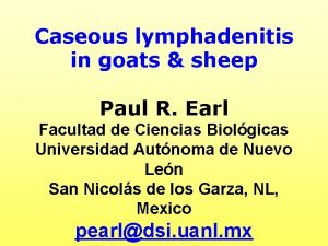 Caseous lymphadenitis in goats sheep Paul R Earl