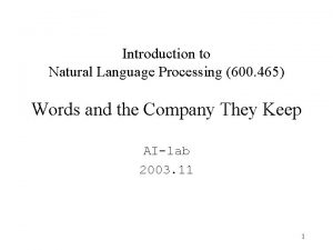 Introduction to Natural Language Processing 600 465 Words