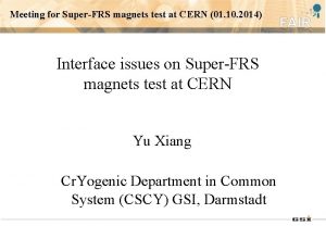 Meeting for SuperFRS magnets test at CERN 01