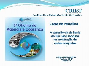 CBHSF Comit da Bacia Hidrogrfica do Rio So