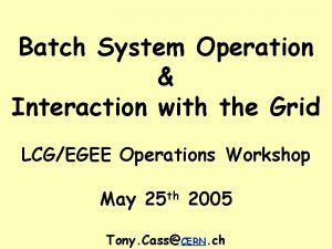 Batch System Operation Interaction with the Grid LCGEGEE