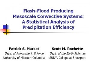 FlashFlood Producing Mesoscale Convective Systems A Statistical Analysis