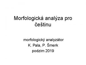 Morfologick analza pro etinu morfologick analyztor K Pala