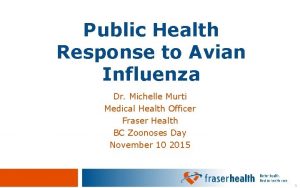 Public Health Response to Avian Influenza Dr Michelle