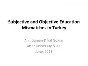 Subjective and Objective Education Mismatches in Turkey Anl