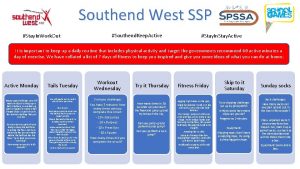 Southend West SSP Stay In Work Out Southend