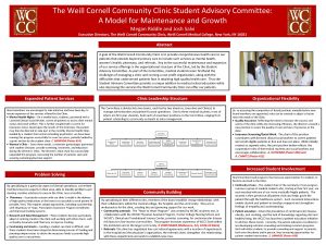 The Weill Cornell Community Clinic Student Advisory Committee