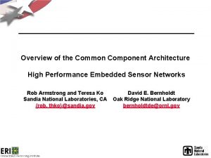 Overview of the Common Component Architecture High Performance