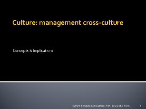 Culture management crossculture Concepts Implications Culture Concepts Implications