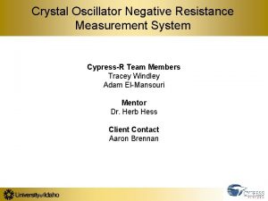 Crystal Oscillator Negative Resistance Measurement System CypressR Team