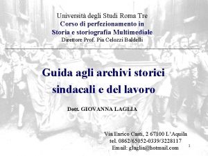Universit degli Studi Roma Tre Corso di perfezionamento