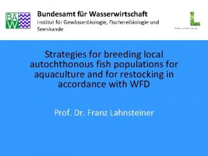 Bundesamt fr Wasserwirtschaft Institut fr Gewsserkologie Fischereibiologie und