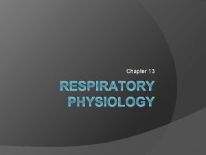 Chapter 13 RESPIRATORY PHYSIOLOGY Respiration Pulmonary ventilation breathing