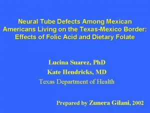 Neural Tube Defects Among Mexican Americans Living on