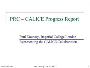 PRC CALICE Progress Report Paul Dauncey Imperial College