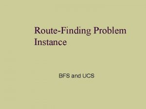 RouteFinding Problem Instance BFS and UCS BFS A