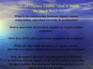 Dissolved Organic Matter what is inside the black