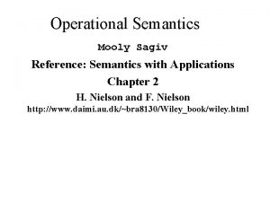 Operational Semantics Mooly Sagiv Reference Semantics with Applications