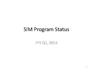 SIM Program Status FFY Q 1 2014 1