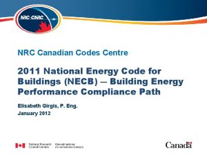 NRC Canadian Codes Centre 2011 National Energy Code